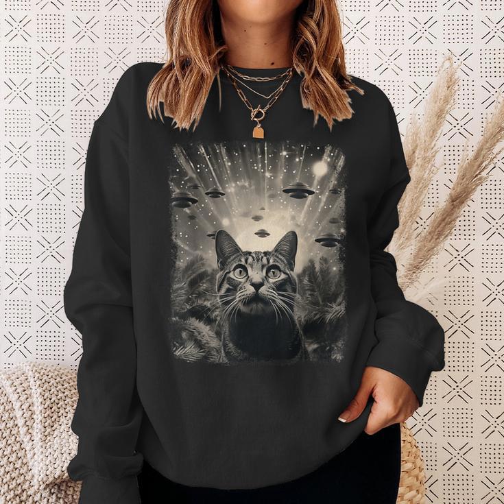 Alien Ufo Selfie Cat Sweatshirt Geschenke für Sie