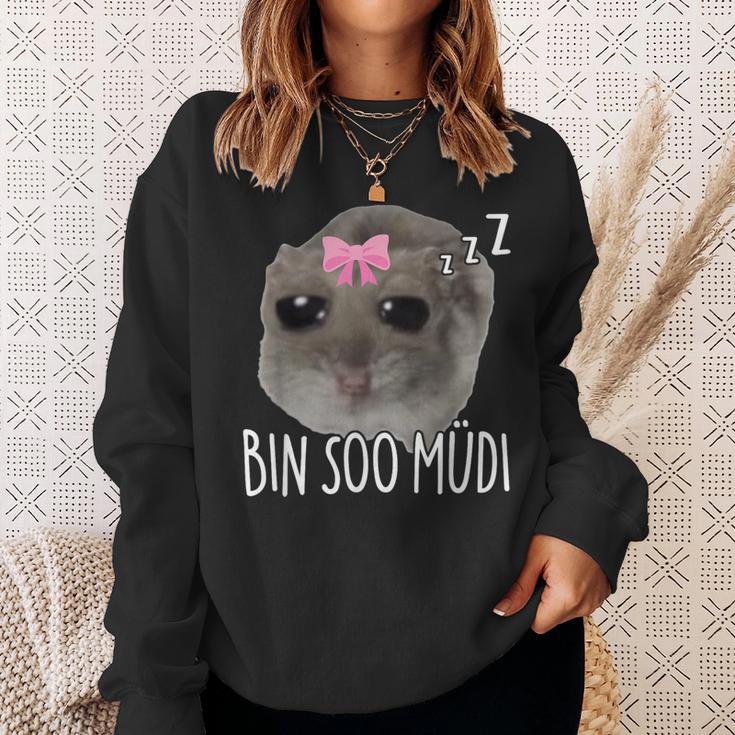 Bin Soo Müdi X So Müde Sad Hamster Sleep Meme Sleeping Sweatshirt Geschenke für Sie