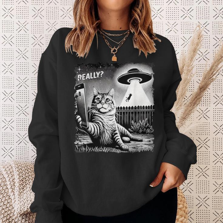 Cat Selfie Ufo & Alien Echt Jetzt Really Sweatshirt Geschenke für Sie