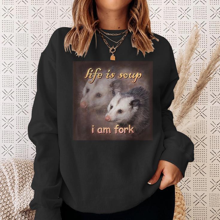 Das Leben Ist Suppe Ich Bin Gabel Opossum Sweatshirt Geschenke für Sie