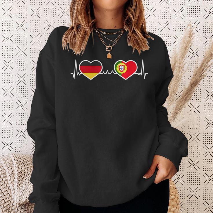 Deutschland Portugal Herz Liebe Herzlinie Sweatshirt Geschenke für Sie