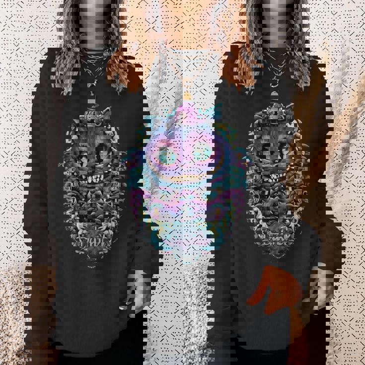 Donna Daniel Cheshire Cat Camicia Alice Nel Paese Delle Meraviglie Grafica Con Collo A Felpa Regalos para ella