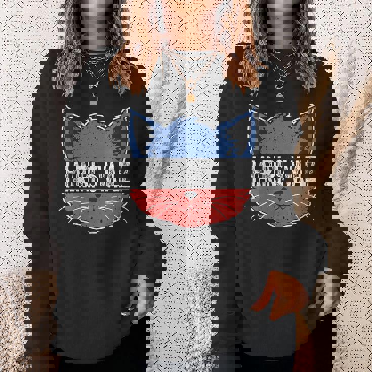 Donna Gatto Donna Per Kamala Harris Walz 2024 Retrointage Con Collo A Felpa Regalos para ella