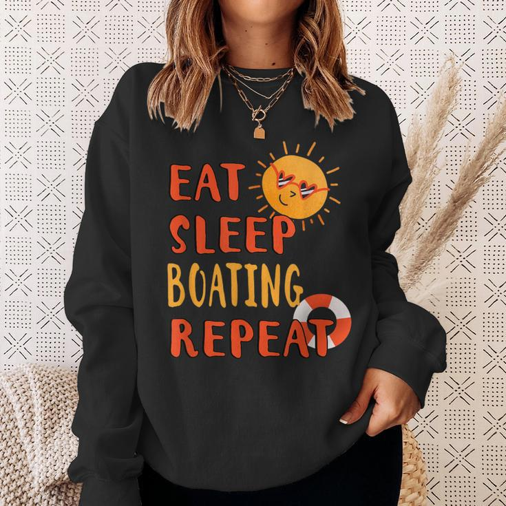 Eat Sleep Boating Repeat Boating Hobby Boat Pastime Summer Sweatshirt Gifts for Her