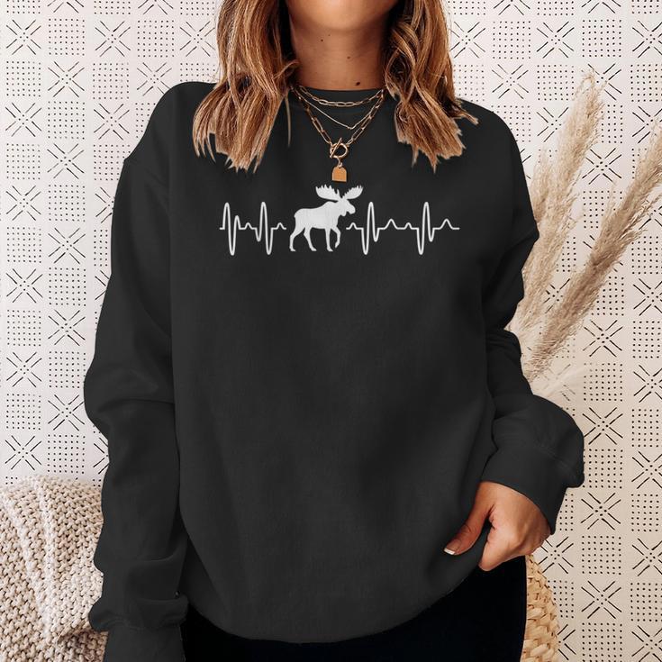 Elk Herzschlag Ekg Scandinavia Northlicht S Sweatshirt Geschenke für Sie