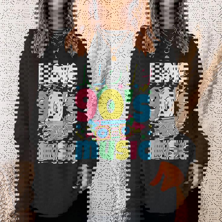 Me Encanta La Música De Los 90 Traje Retro Para Amantes De La Música De Los 90 Camisa de entrenamiento Regalos para ella