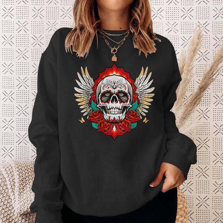 Feliz Dia De Los Muertos Sugar Skull Heaven Angel Sweatshirt Geschenke für Sie