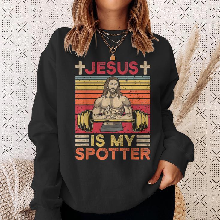 Fitness Jesus Is My Spotterintage Sweatshirt Geschenke für Sie