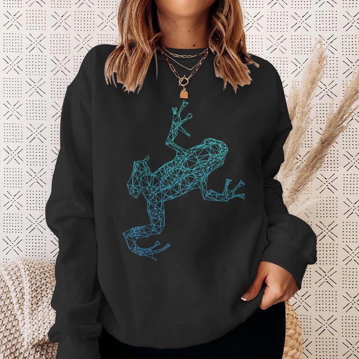 Frosch Pfeilgiftfrosch Grafik Blau Tiere Sweatshirt Geschenke für Sie