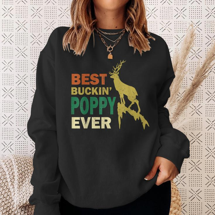 Fathers Day Hunting Best Buckin Poppy Ever Grandpa Sweatshirt Gifts for Her