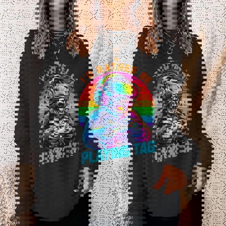 Gorilla Playing Video Vr Games Boys Gamer Gaming Sweatshirt Gifts for Her