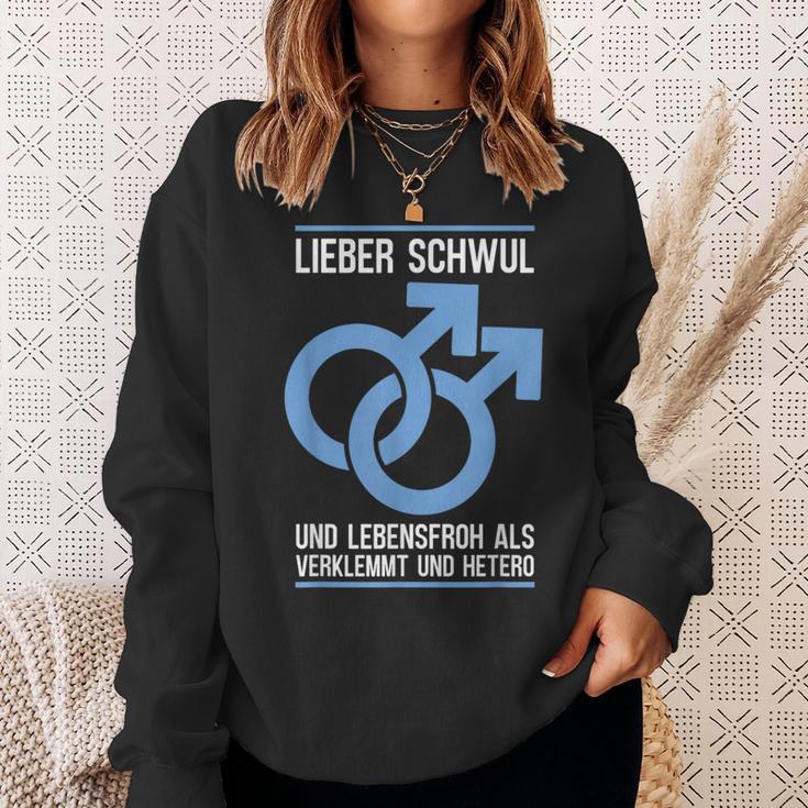 Gay Lieber Schwul Und Lebensfroh Alserlemmund Hetero Sweatshirt Geschenke für Sie