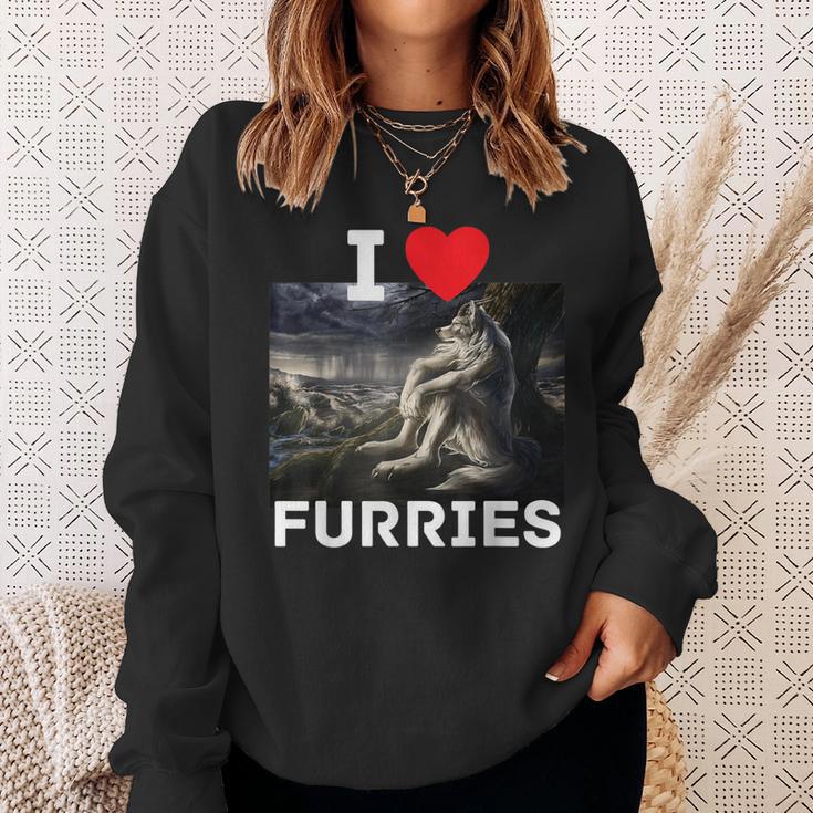 I Heart Werewolfs Cringe Werewolf Wolf Meme Sweatshirt Geschenke für Sie