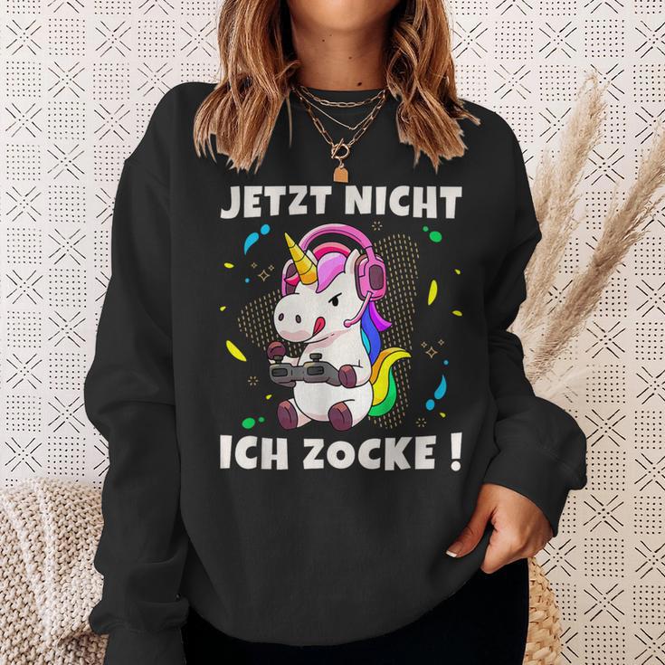 Jetzt Nicht Ich Zocke Gaming Gamer Unicorn Sweatshirt Geschenke für Sie