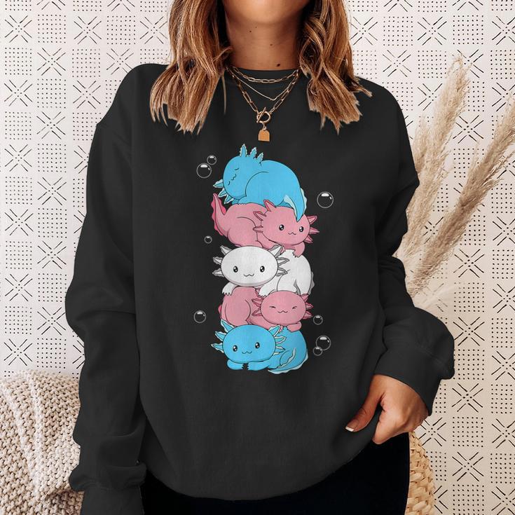 Kawaii Axolotl Heap Transgender Pride Flag Trans Lgbtq Sweatshirt Geschenke für Sie