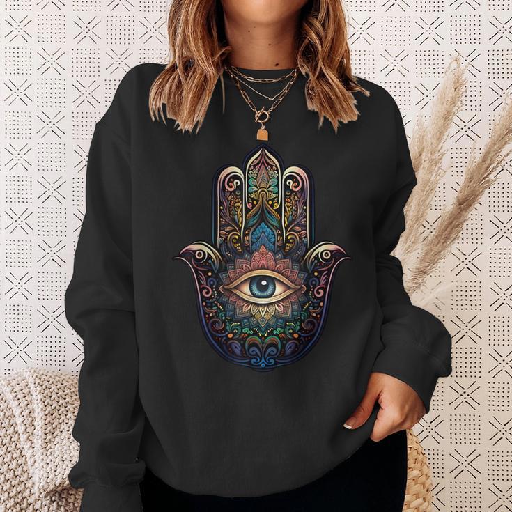 Khamsah Eye Or Hand Of Fatima On Colourful Hamsa Hand Sweatshirt Geschenke für Sie