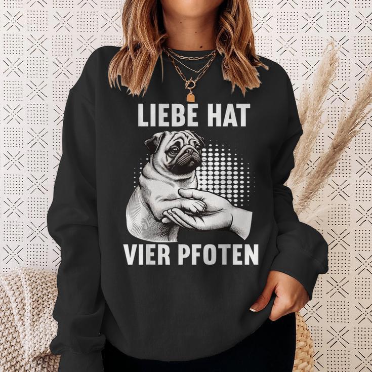 Liebe Hatier Pfoten Mops Pug Pug Dog Liebe Hatier Paw Sweatshirt Geschenke für Sie