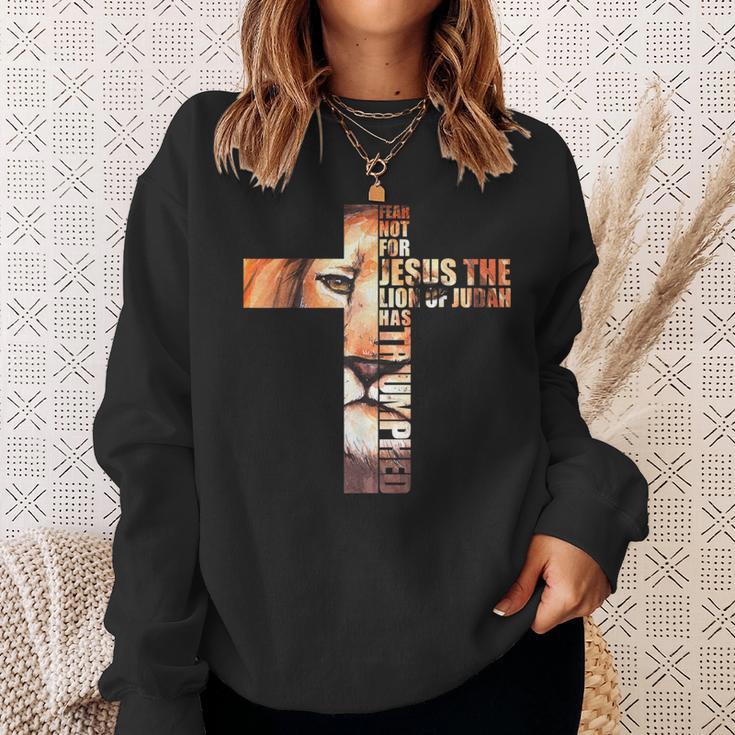 Lion Judah Jesus Cross Christ Bibleerse Faith Church Sweatshirt Geschenke für Sie