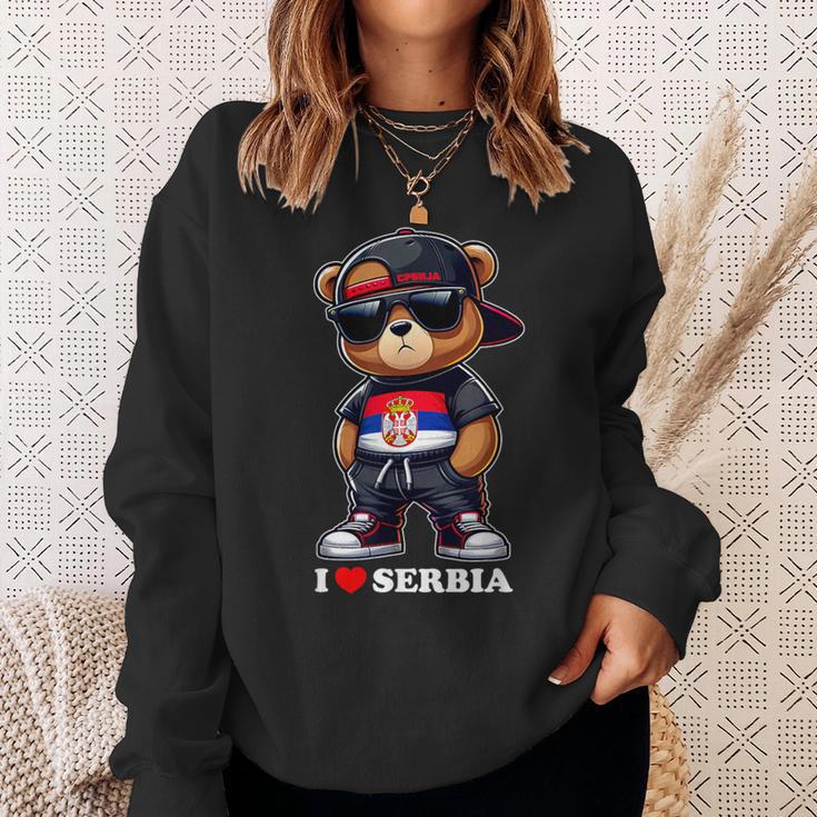 I Love Serbia Serbian Flag Teddy Bear Srbija Sweatshirt Geschenke für Sie