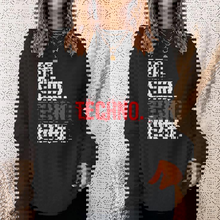 Maglia Techno Di Yoodza Eat Sleep Techno Repeat Felpa Regalos para ella