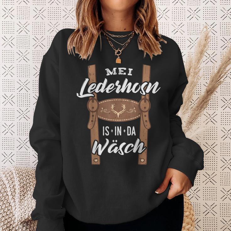 Mei Lederhosn Is In Da Wäsch Leather Trousers Sweatshirt Geschenke für Sie