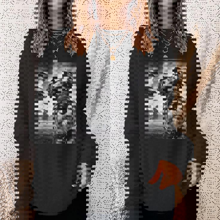 Miniature Schnauzer Graphic Selfie Ufos Weird Aliens Sweatshirt Gifts for Her Miniature Schnauzer Graphic Selfie Ufos Weird Aliens Sweatshirt Gifts for Her