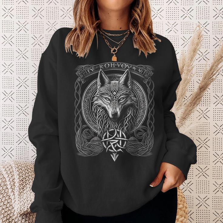 Odins Wolfiking Norse Runes Nordmann Mythology Sweatshirt Geschenke für Sie