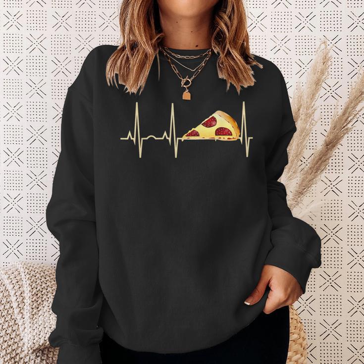 Pizza Pepperoni Pizza Heartbeat Sweatshirt Geschenke für Sie