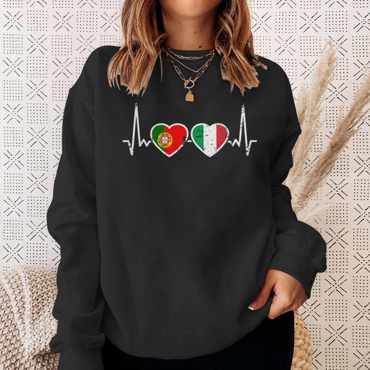 Portugal Italyintage Heartbeat Flag Portuguese Sweatshirt Geschenke für Sie