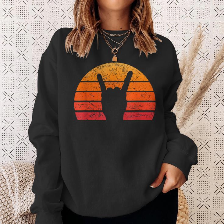 Retro Sun Rock Hand Punk Rocker Music Festival S Sweatshirt Geschenke für Sie