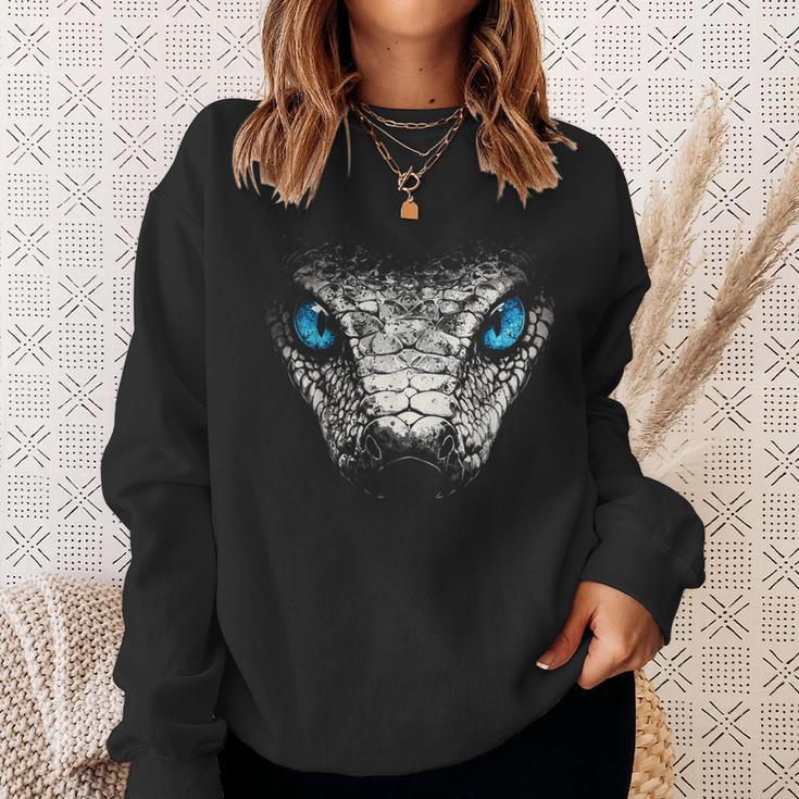 Serpiente Animal Motivo Ojos Azules Arte Serpiente Camisa de entrenamiento Regalos para ella