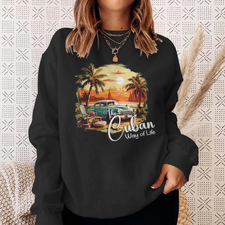 Sunset Cuba Oldtimer Palm Trees Retrointage Summer Sweatshirt Geschenke für Sie