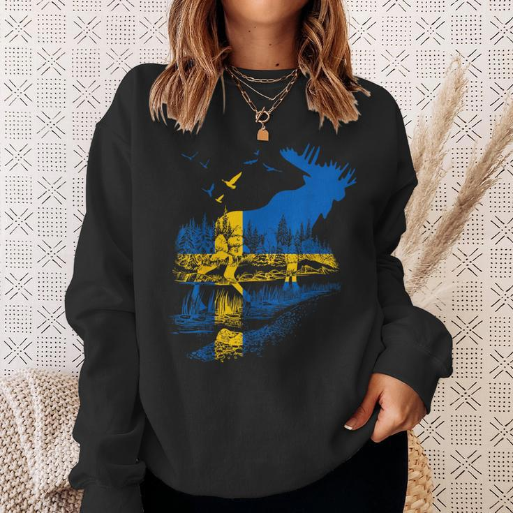 With Sweden Flag Flag Elk Län Sweden Sweatshirt Geschenke für Sie