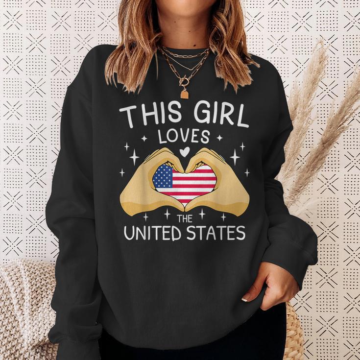 Usa Flag American Flag Heart Slogan America Usa Sweatshirt Geschenke für Sie