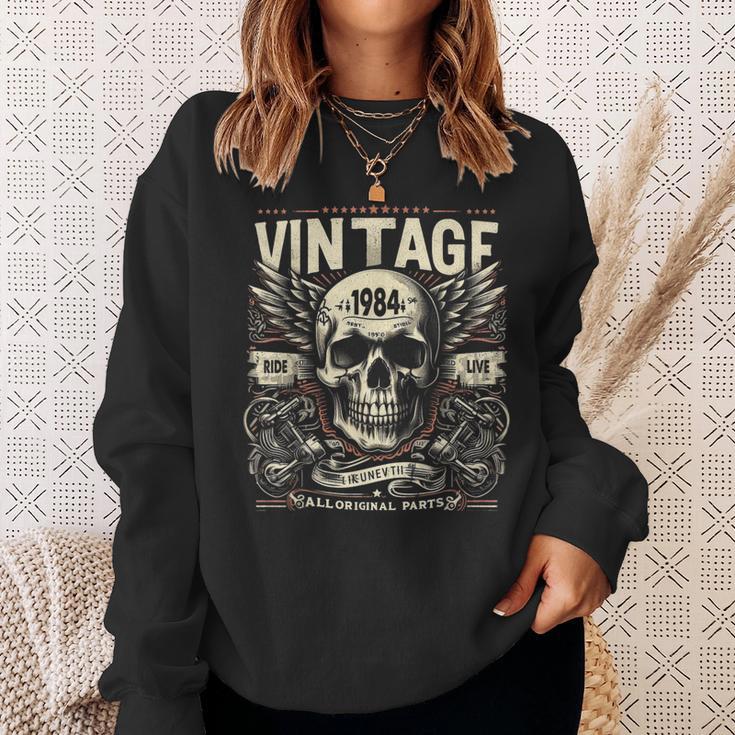 Vintage 1984 Born 1984 Birthday Skull Biker Motorcycle Sweatshirt Geschenke für Sie