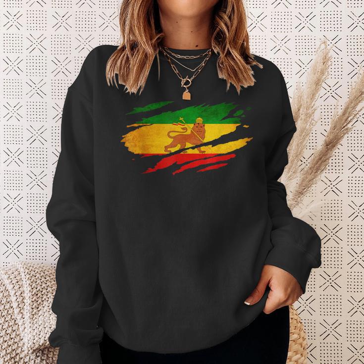 Vintage Ancient Ethiopia Flag Lion Judah Rasta Reggae Sweatshirt Geschenke für Sie