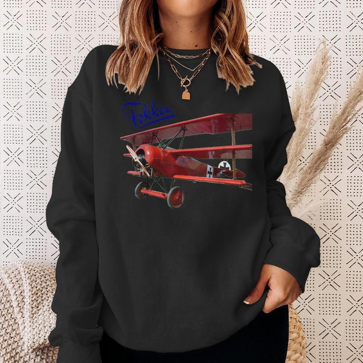 Vintage Car Aeroplane Fokker D3 Triplane Red Baron Ww1 Sweatshirt Geschenke für Sie