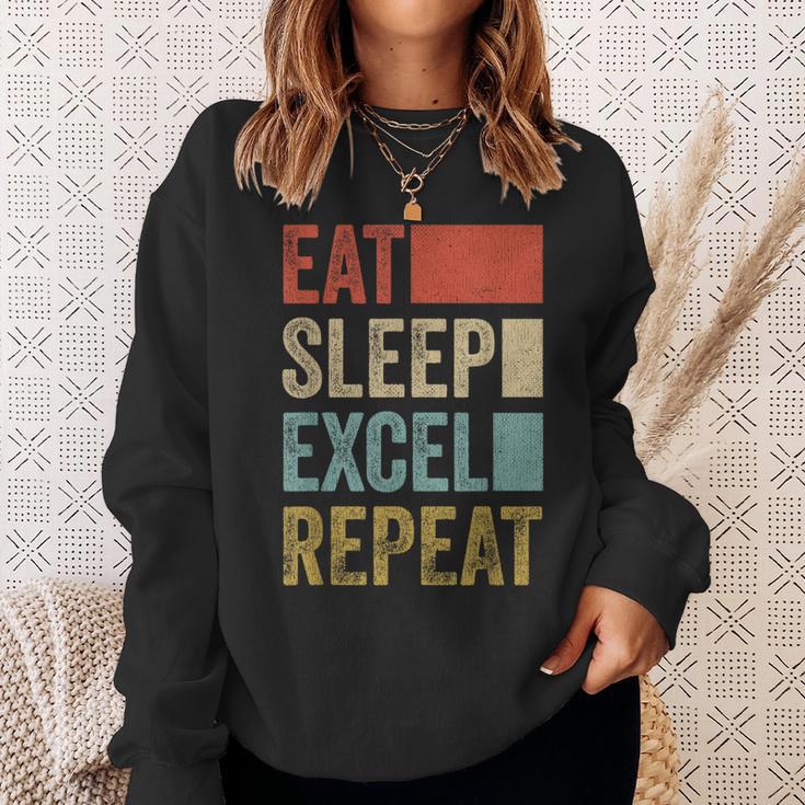 Vintage Retro Eat Sleep Excel Repeat Excel Sweatshirt Geschenke für Sie