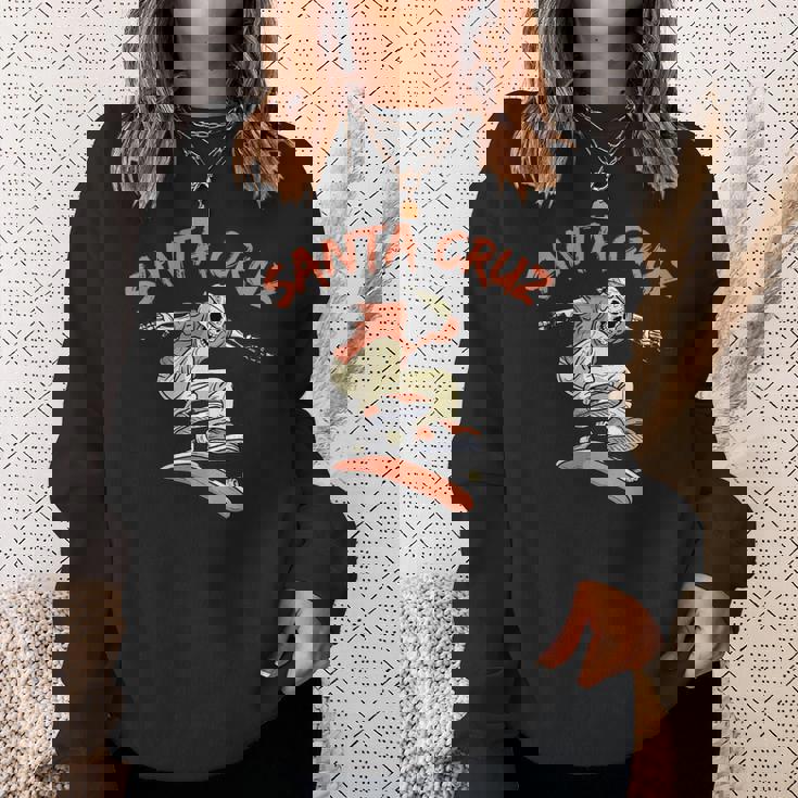 Vintage Santa Cruz California Esqueleto Skateboarder Camisa de entrenamiento Regalos para ella