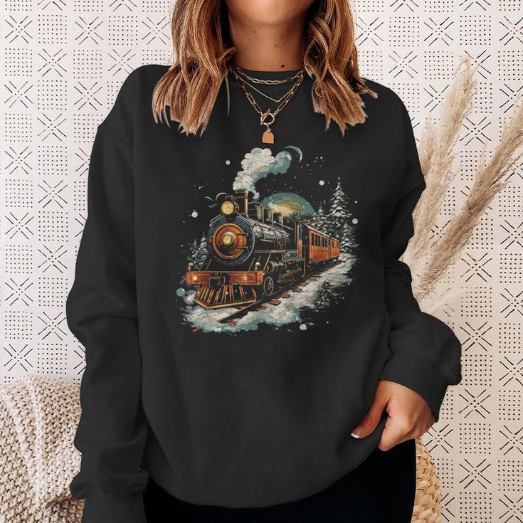 Weihnachtszugintage Dampflokomotive Retro Zug Leiter Sweatshirt Geschenke für Sie