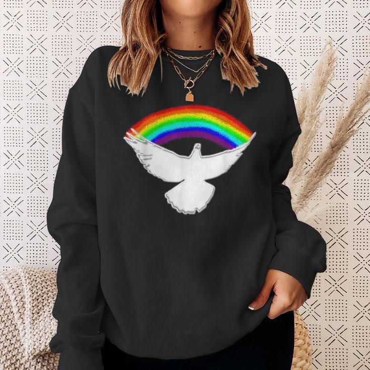 Weiße Friedenstaube Mit Regenbogen Sweatshirt Geschenke für Sie