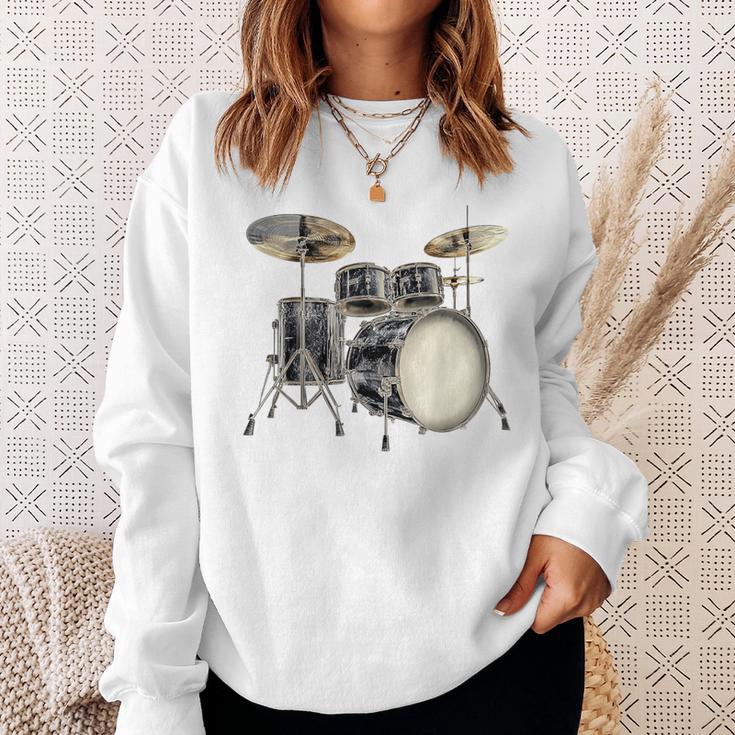 Batterie Instrument De Musique Motif Illustration Batterie Sweater e Cadeaux pour elle