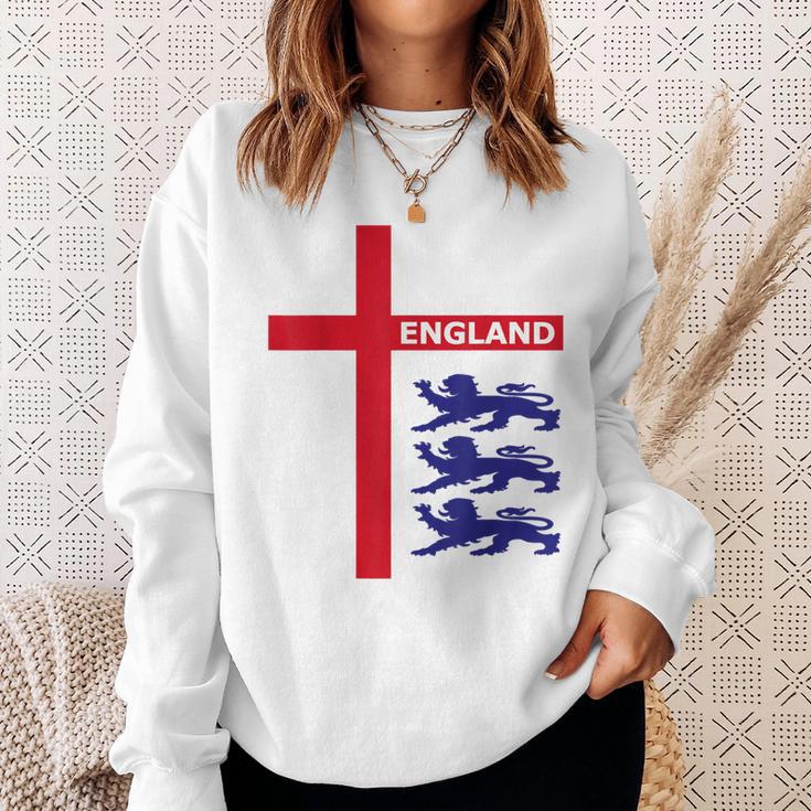 England Flag & Lions Football Fan England Supporter Sweatshirt Geschenke für Sie