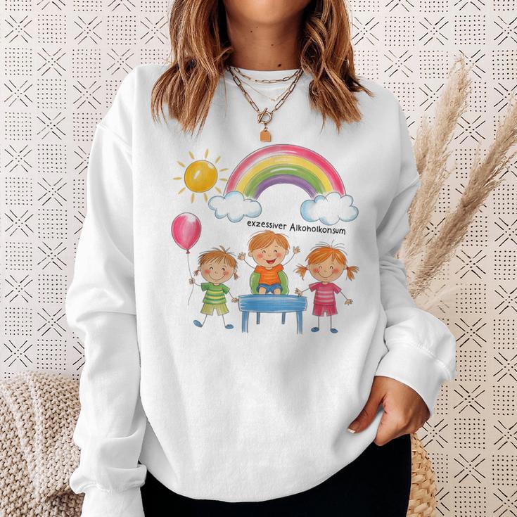 Exzessiver Alkoholkonsum X Lustige Kinder Zeichnung Sweatshirt Geschenke für Sie