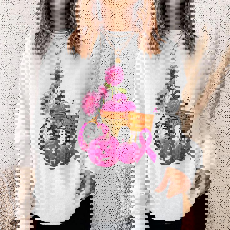In October We Wear Pink Ghosts & Pumpkins For Breast Cancer Sweatshirt Gifts for Her