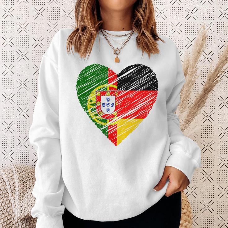 Portugal Germany Heart Germany Flag Portuguese Flag Heart Blue Sweatshirt Geschenke für Sie