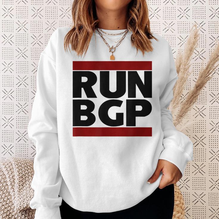 Run Bgp Network Engineer Geeky Nerd Gray Sweatshirt Geschenke für Sie