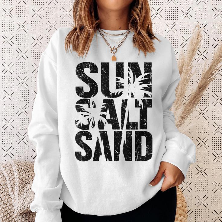 Sun Salt Sand Sommer Retro Fröhlich Urlaub Palm Tree Gray Sweatshirt Geschenke für Sie