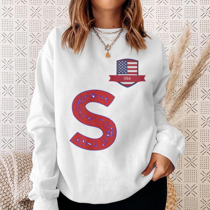 Usa Flag Letter S American Usa Red Sweatshirt Geschenke für Sie