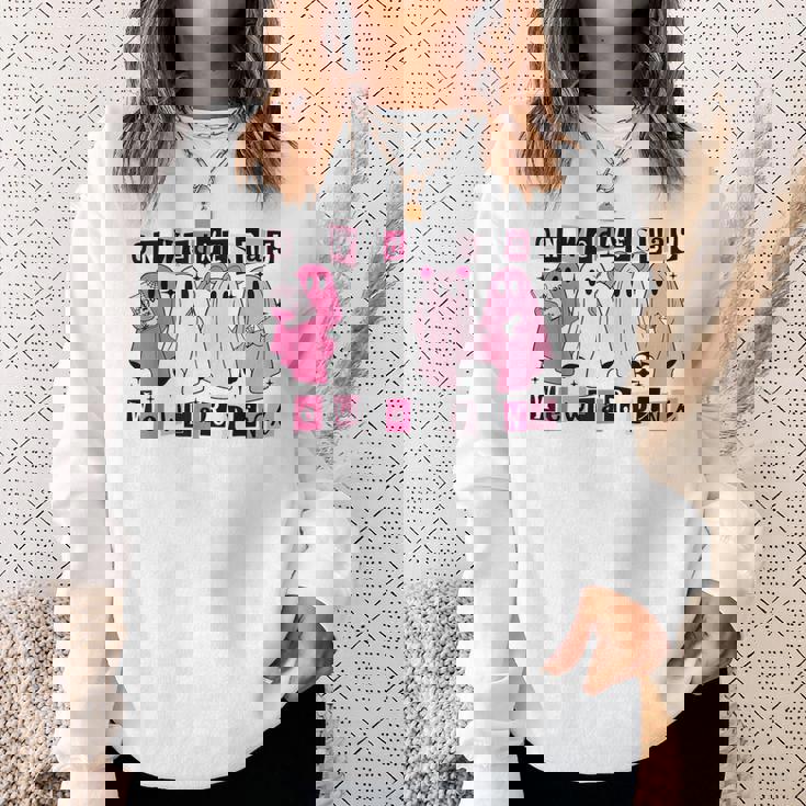 On Wednesday We Wear Cute Pink Ghost Halloween Sweatshirt Gifts for Her